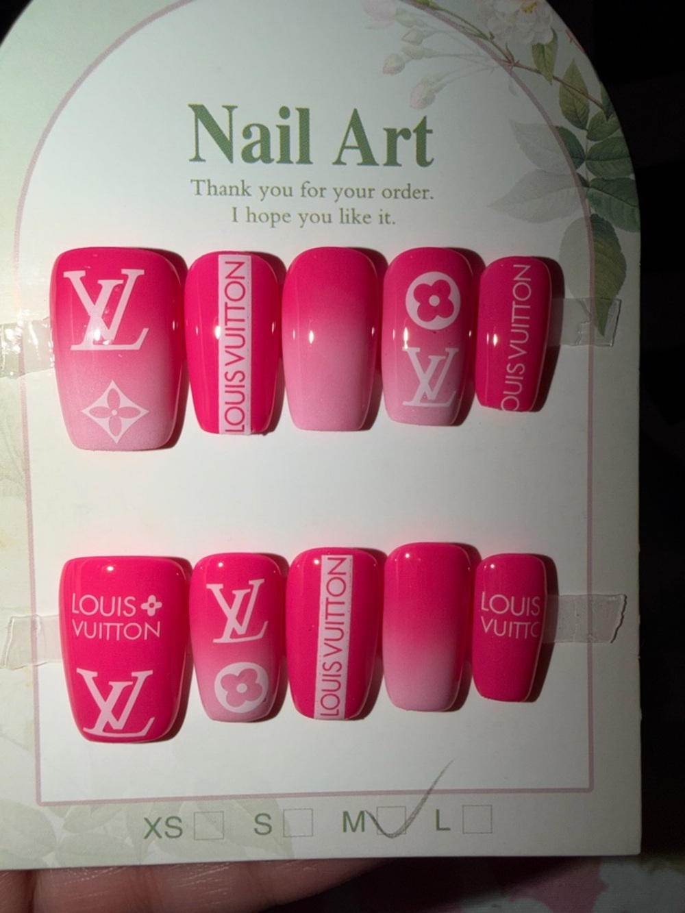 Louis Vuitton Hot Pink Ombre Press-On Nail Set